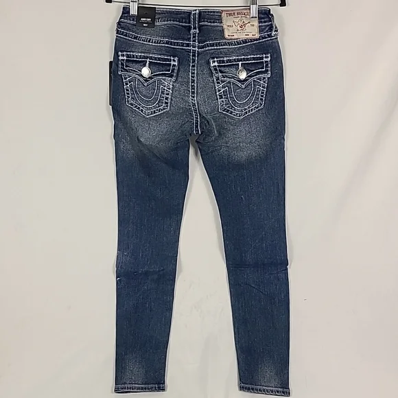 NWT True Religion Jennie Curvy Mid Rise Super Skinny Jeans - Size 27, Inseam 28" - Picture 4 of 6